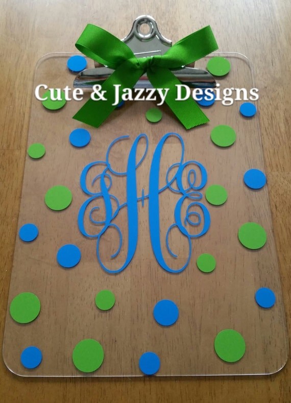 Personalized Monogram Acrylic Clipboard