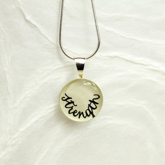 Strength Necklace Strength Jewelry Inspirational Gift Word