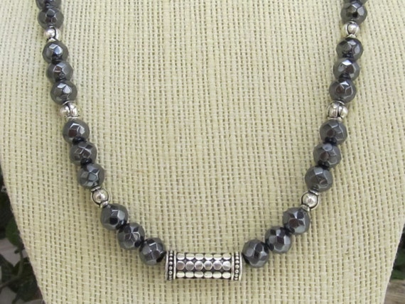 Items similar to Necklace, Sterling Silver Bali Bead with Faceted ...