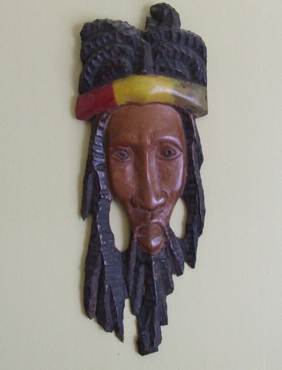 Rasta Wall Plaque Hand Carved Wood