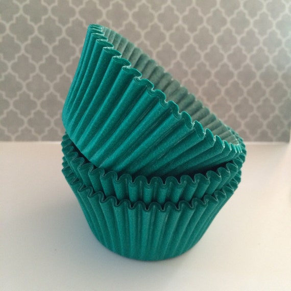 cupcake liners 50 count Jade green peacock green solid