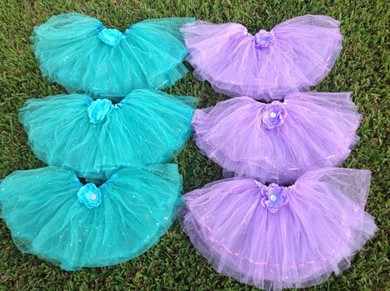 6 Purple Tutus,Turquoise tutus, Little Mermaid Party Favors, Princess Fairy Tutus, Fairy Wands Party Favors, Fairy Costume