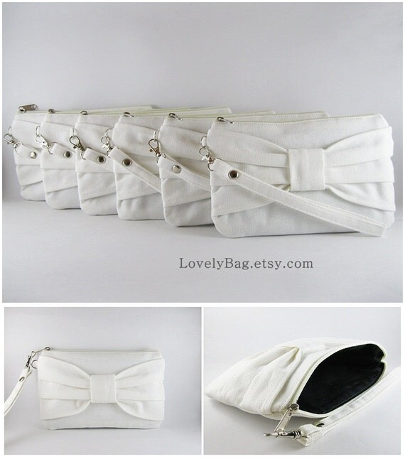 white bow clutch bag