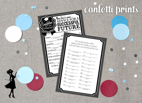 Grad Libs Graduation Game - ADVICE For The FUTURE Printable Instant Download Il_570xn