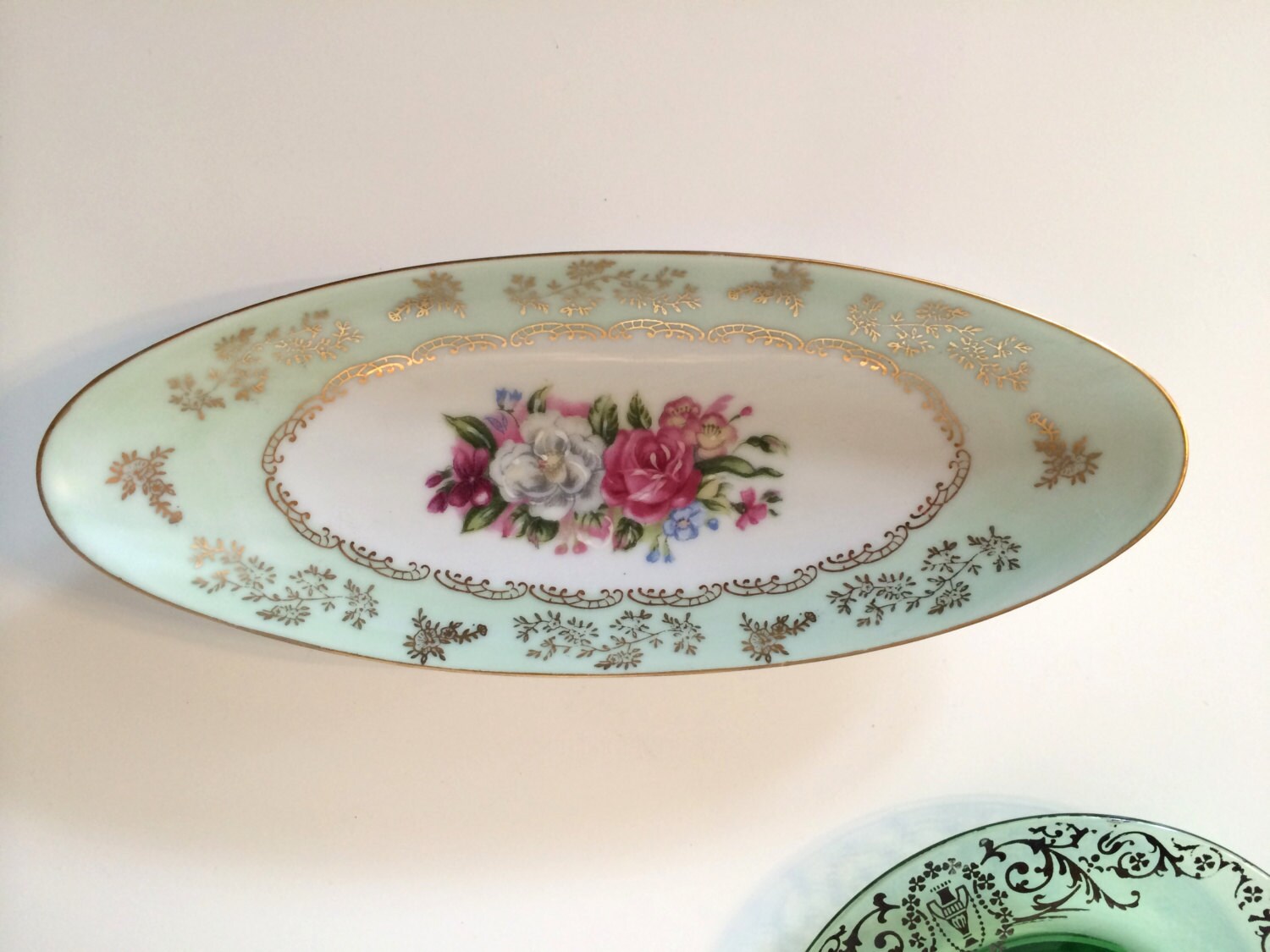 Vintage Arnart 5th Ave Handpainted Oval Porcelain Relish Dish Haute Juice