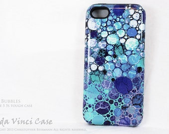 Artistic Apple iPhone 5s SE Tough Case - Blue Bubbles - Artistic iPhone Cover - Dual Layer Protection Apple iPhone 5s SE Case