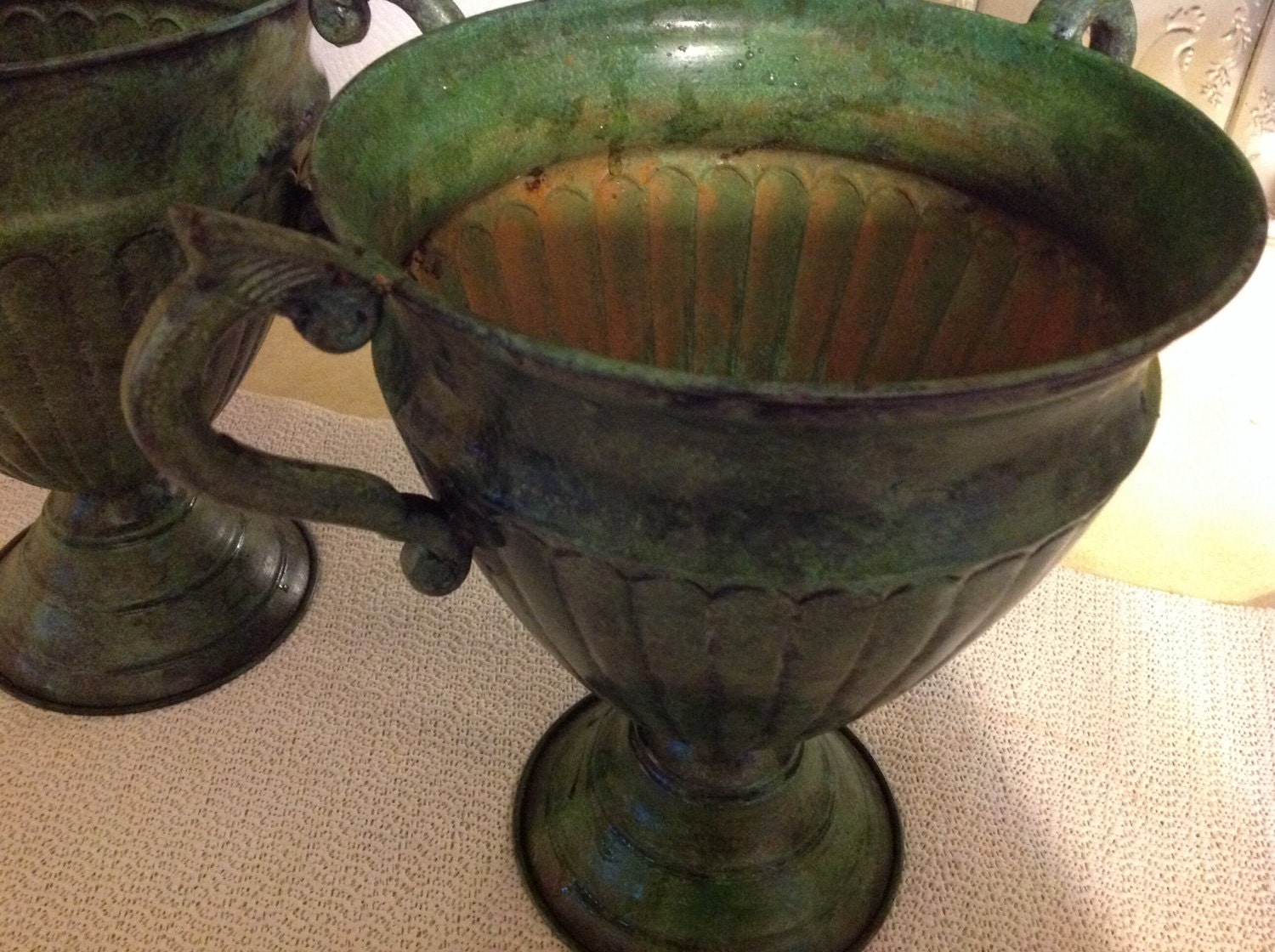 Vintage Victorian Reproduction Metal Flower Pots