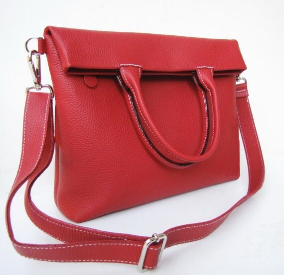 Items similar to Lipstick Red Oversized Foldover Bag/ Shoulder Bag ...