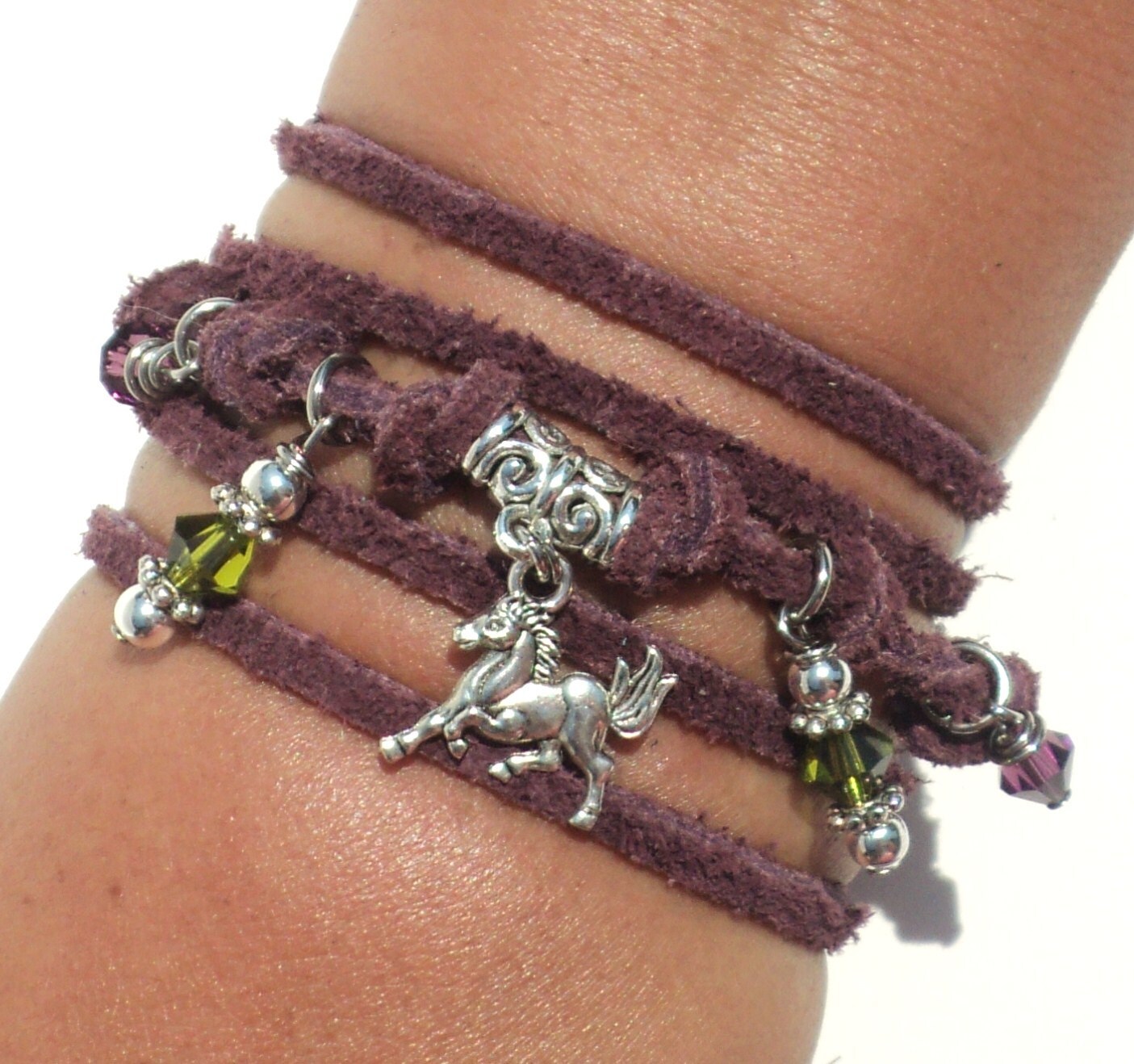Leather Wrap Bracelet Horse Lover Jewelry Suede Equestrian