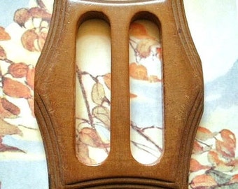 Wood buckle, Art Deco, vintage, carved wood with a gentle flowing design. c1930's.