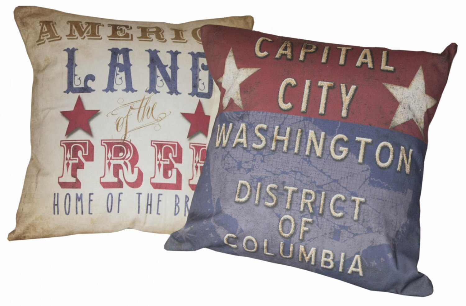 Throw Pillow Cover Vintage Americana Land by ElliottHeathDesigns