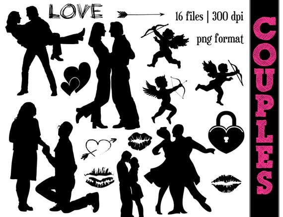 Download Couples Silhouettes // Valentine's Day Silhouette // Love