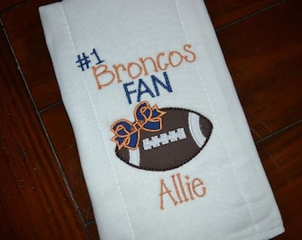 Personalized Number One Football Fan burp cloth- any team available