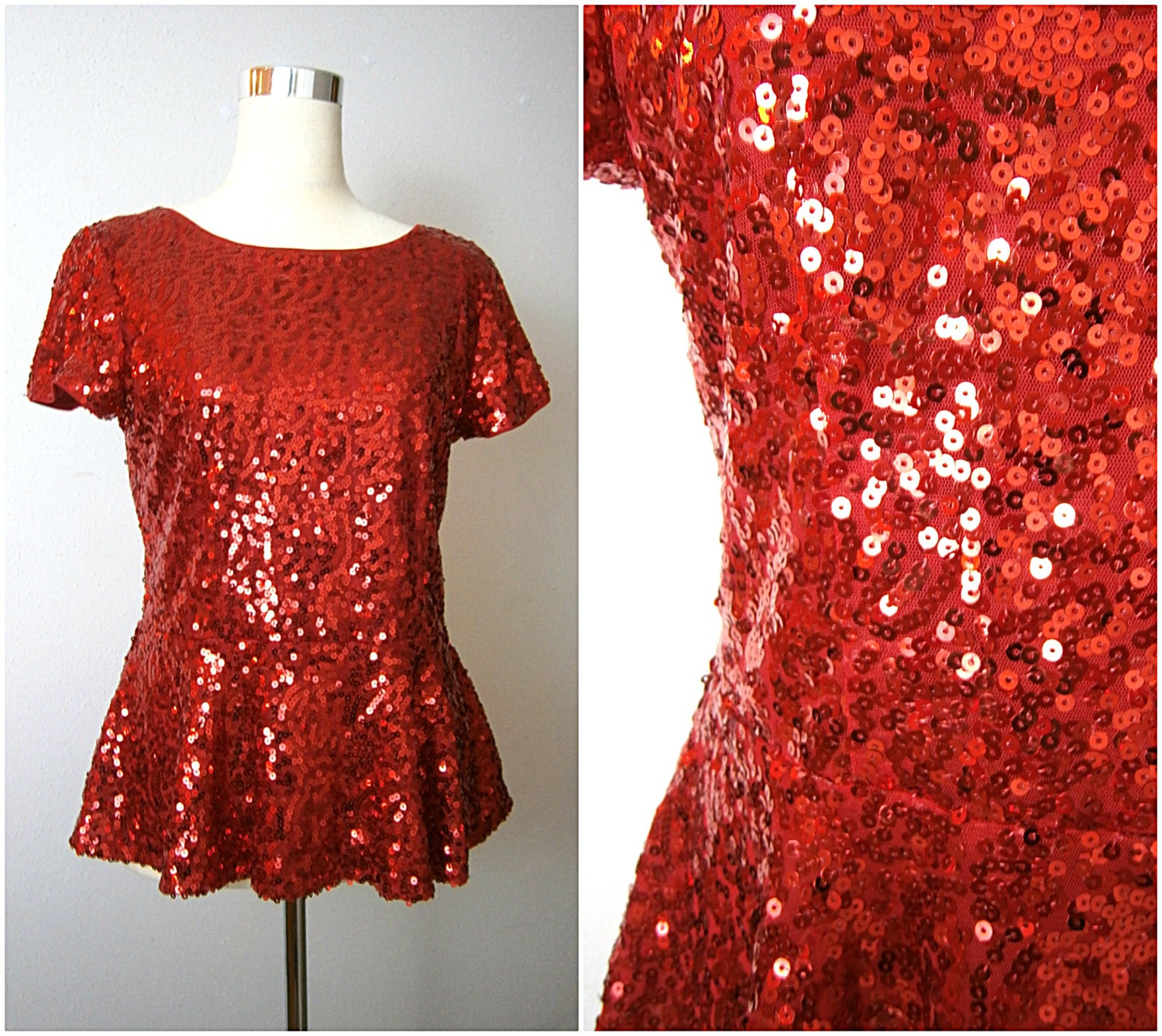 peplum sequin top