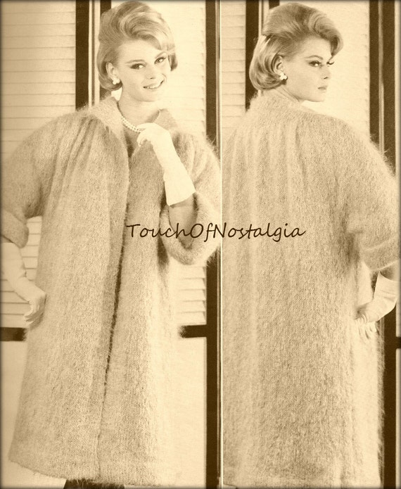 Items similar to Mohair DRESS COAT Knitting Pattern Vintage - Long Italian Mo...