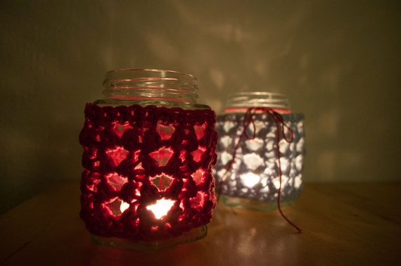 pattern cover jar crochet jar CROCHET PATTERN glass  jar mason  cover, candle,  tealight DIY