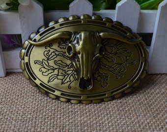 Men's Belt Buckle,Ox-head Belt Buckle,Oval Metal Belt Buckle,Cow head belt buckle,Punk Belt buckle,Bronze Belt Buckle,Best for gift