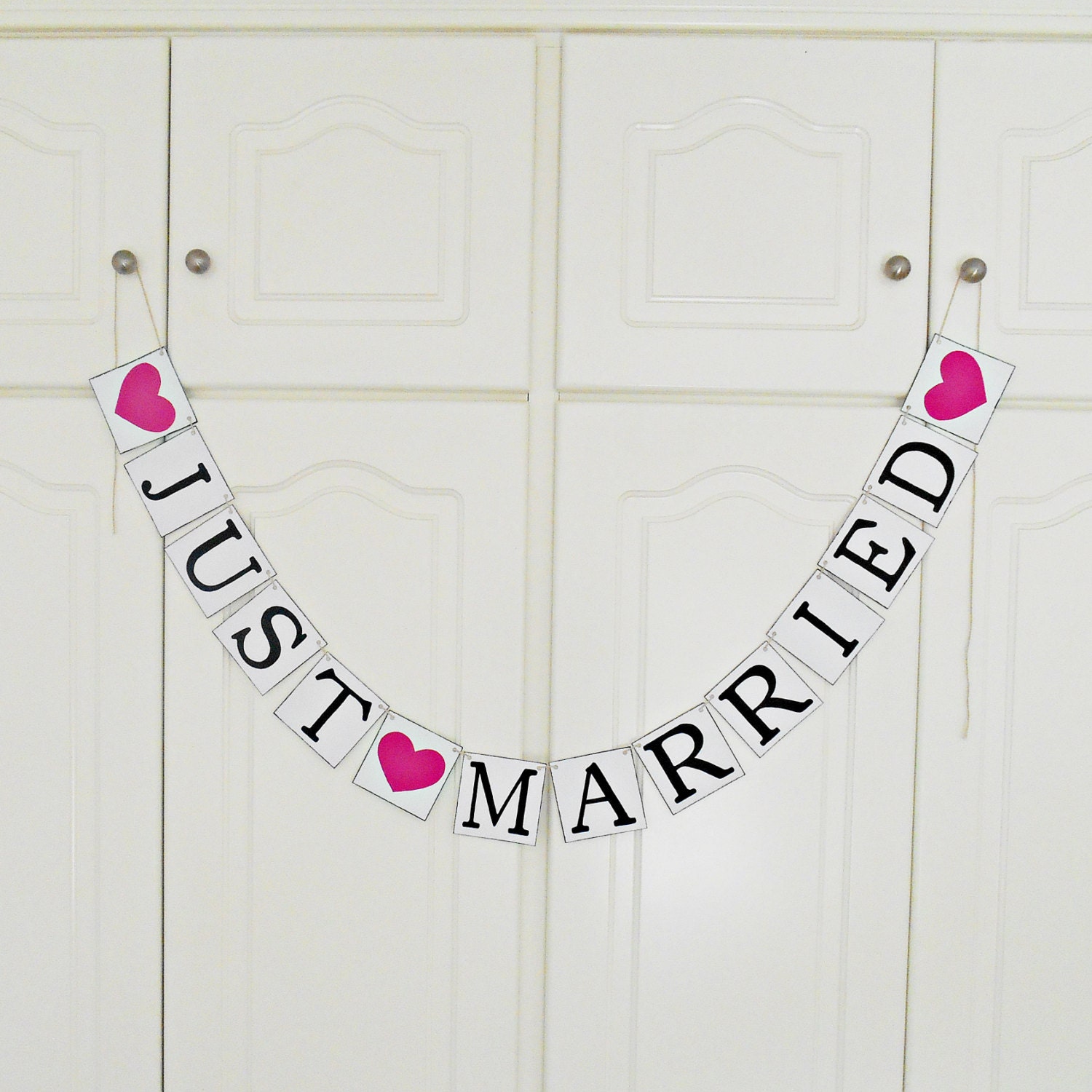 FREE SHIPPING Just Married banner Bridal shower banner