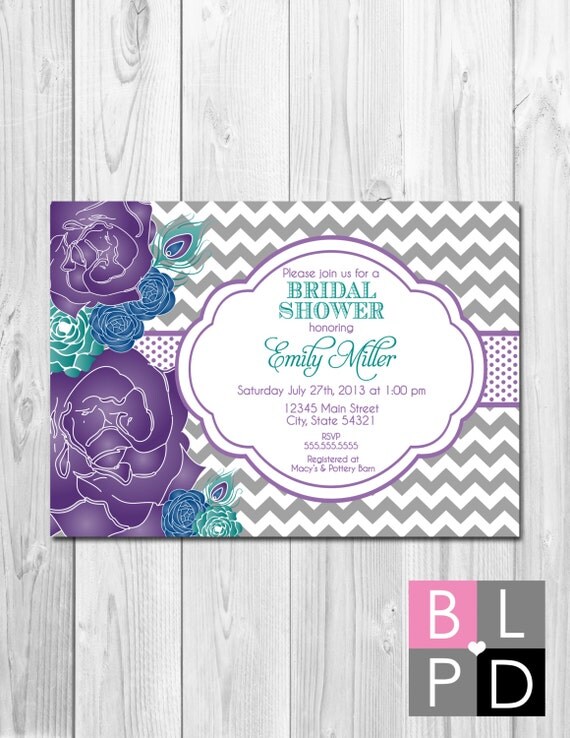 Bridal Shower, Birthday Party, Bachelorette Party, Engagement Party Invitation - Big Peacock Blooms - DIY - Printable Il_570xn