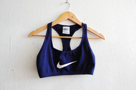 90s Sporty Hip Hop Navy Blue NIKE Logo Sports Bra Racerback