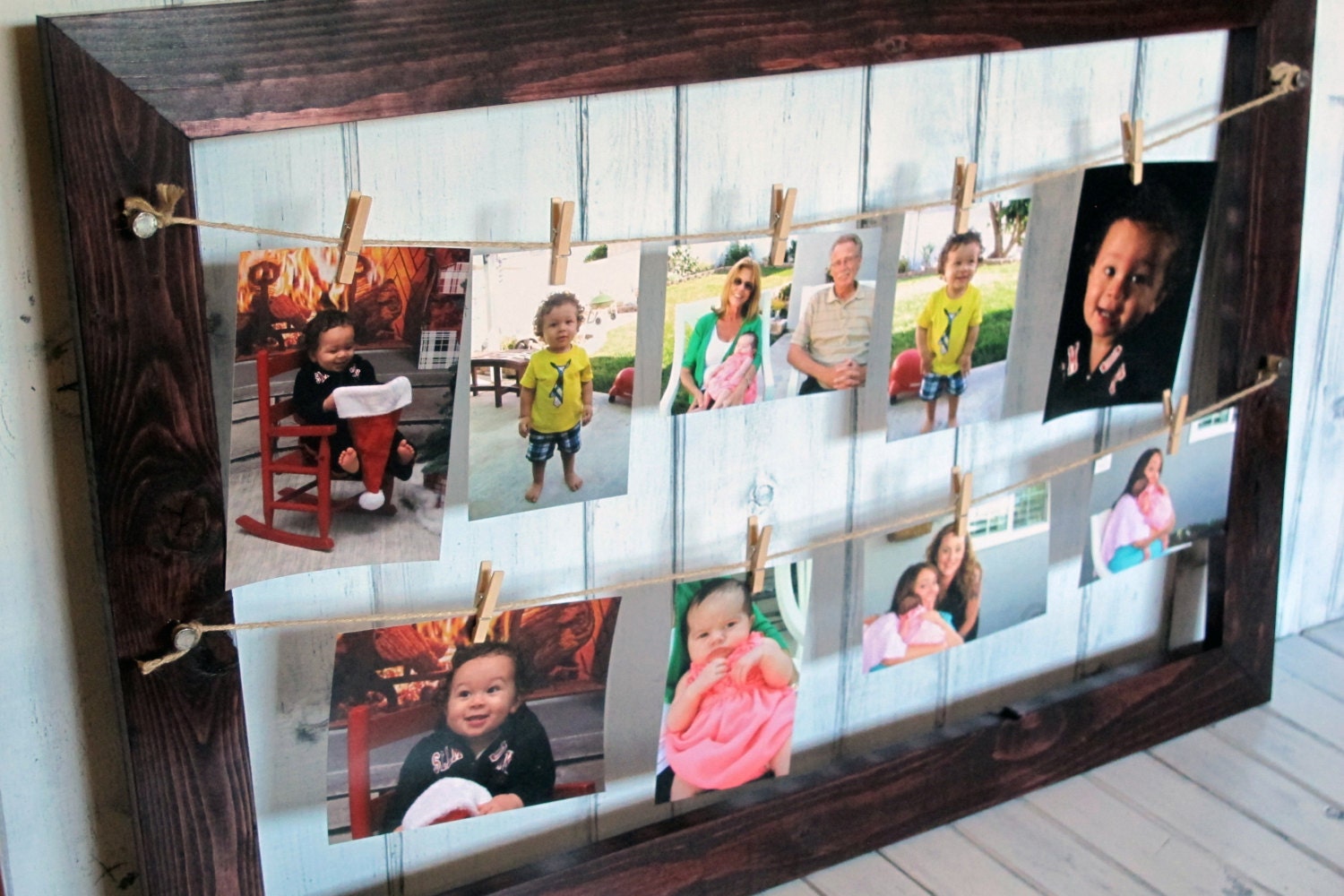 Clothesline Picture Frame Hanging Photo Display by ElegantSigns