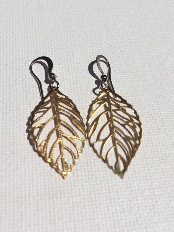 Extra Small GOLD plated Leaf Earrings Nickel Free