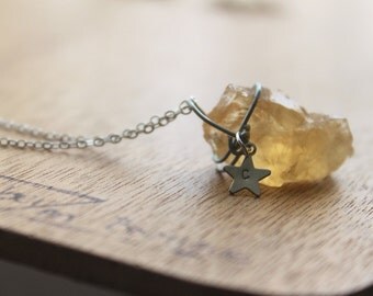 GENUINE raw Citrine Necklace Healing Crystal Natural Stone Unheated Citrine Untreated Citrine