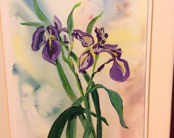 Purple iris painting | Etsy