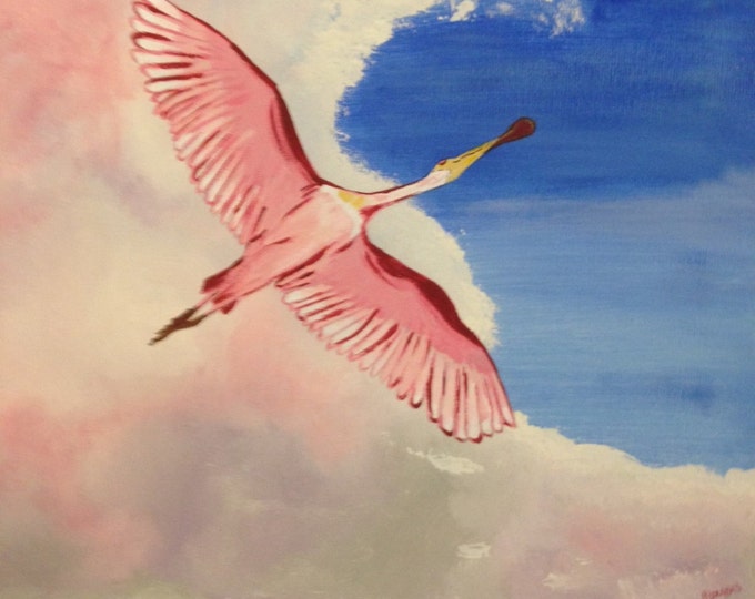 Variegated Spoonbill - 12 x 12 acrylic painting