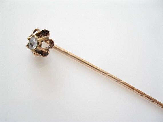 1900s Antique Diamond Tie Pin Stick Pin Rose Gold Antique