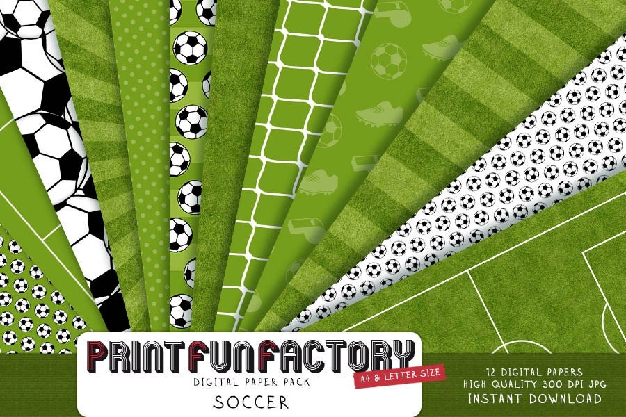 Soccer background 12 digital papers (098) INSTANT DOWNLOAD Print