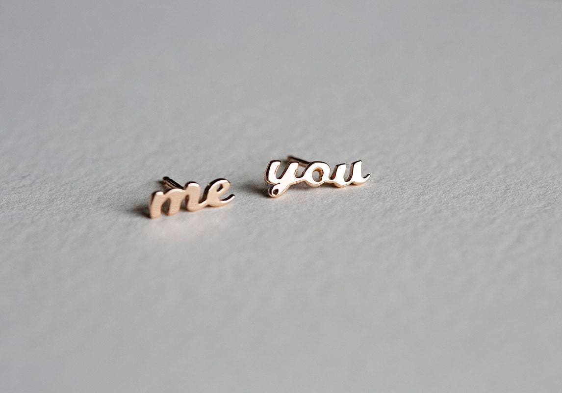 Name Earring Word Earring Rose Gold Earrings Rose Gold