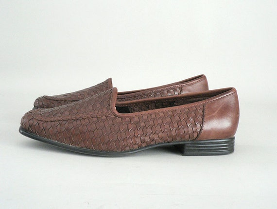 Womens Vintage Brown Woven Leather Flats Size 7.5 by LongSince