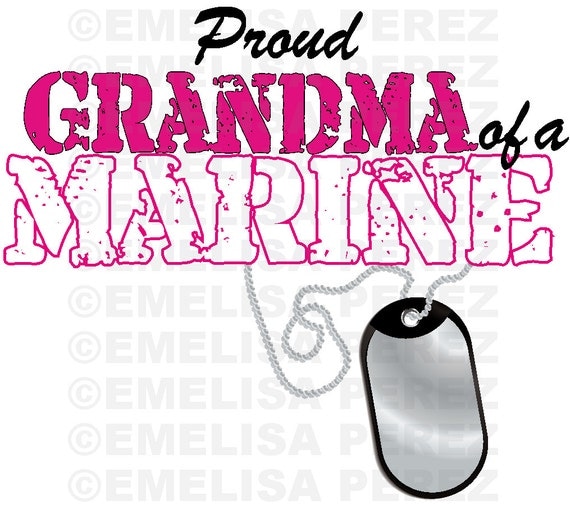 Download Items similar to Proud Grandma of A Marine, Military, Dog ...