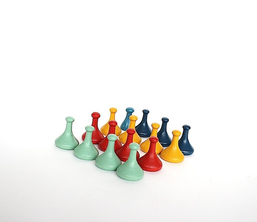 Wood Game Pieces Vintage Parcheesi Pieces Game Pawns