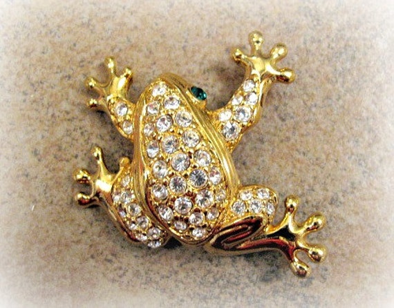 Swarovski Frog Brooch Pave Set Crystal by ToadSuckTreasures