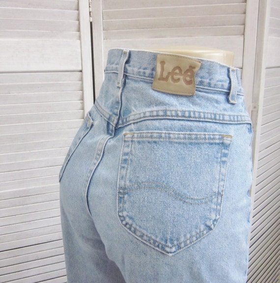 90s Grunge High Waisted Jeans Hipster Lee Tapered Leg Light