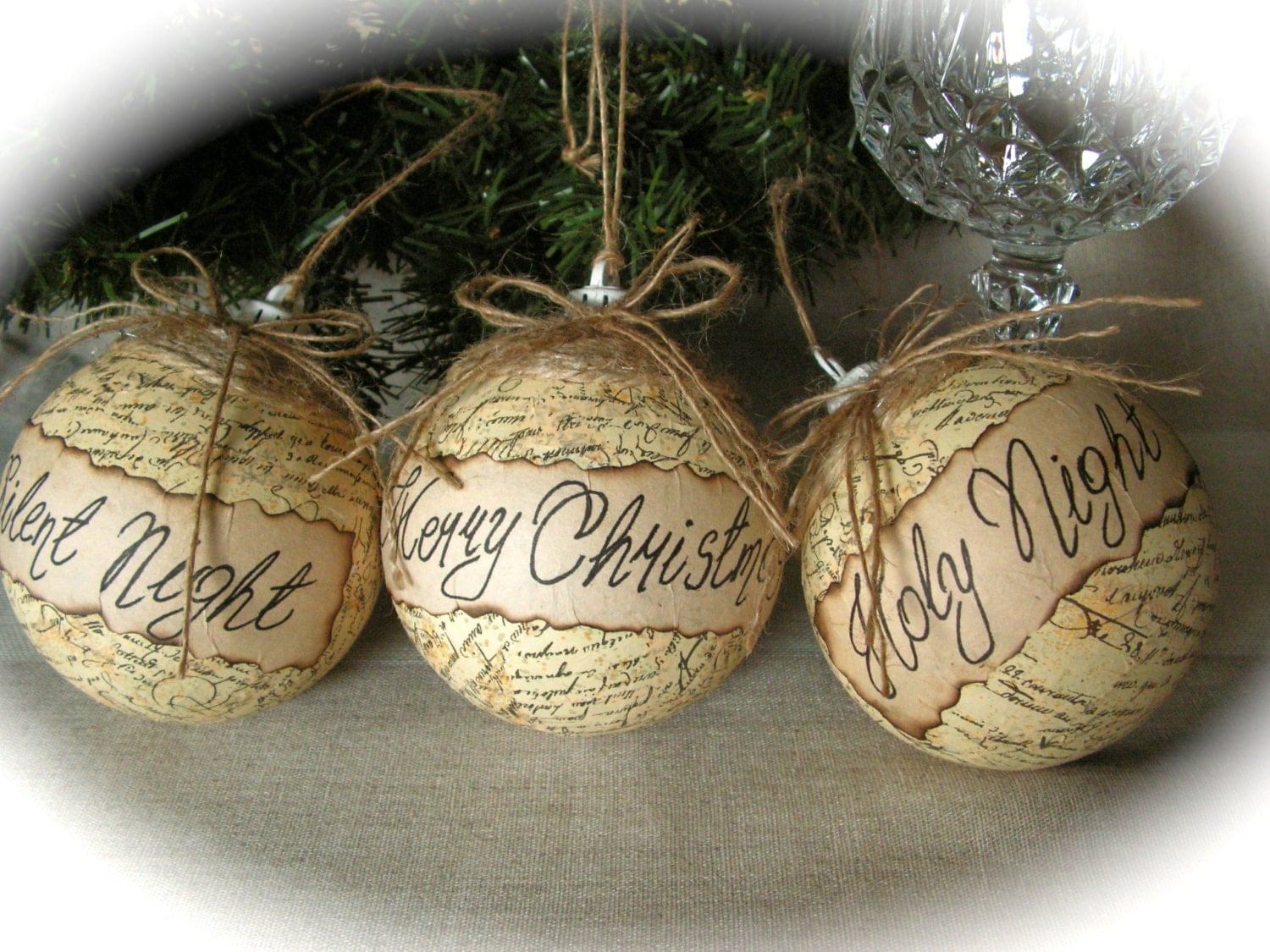 Rustic Christmas Ornament Set Of By Mydaisy On Etsy