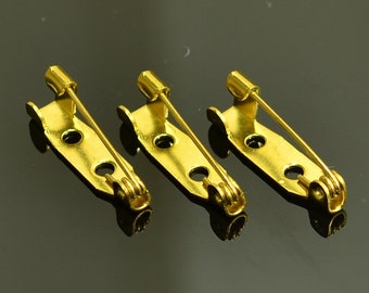 25 Pcs 20 mm Raw Brass Brooch Backs , Pin , Findings