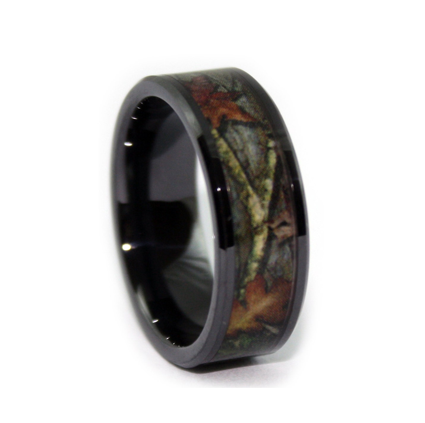 Black Camo Wedding Rings by ONE CAMO 8mm Black Rings