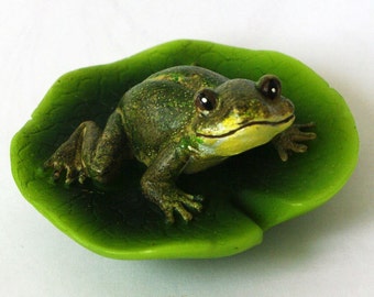 Silicone soap mold Frog on a lily