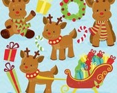 80% OFF SALE Christmas Reindeer clipart commercial use, vector graphics, digital clip art, digital images - CL613 Il_170x135
