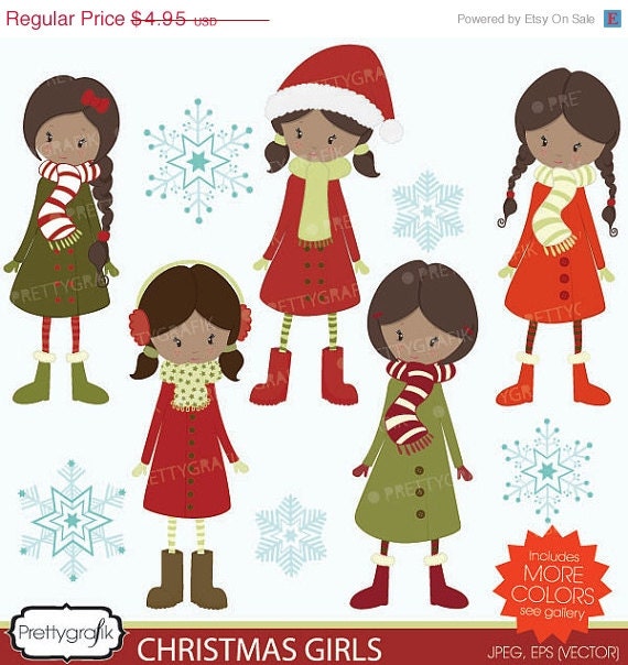 60% OFF SALE winter christmas girls clipart commercial use, vector graphics, digital clip art, digital images - CL562 Il_570xn