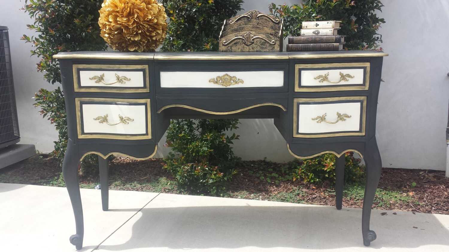 SOLD Vintage French Provincial vanity desk by WoodRemains