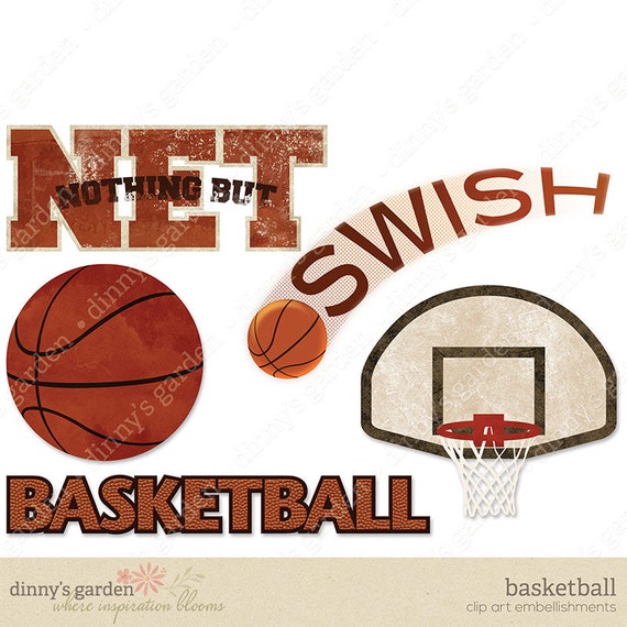 BASKETBALL Digital Embellishments Clip Art Word by dinnysGarden