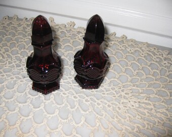 SALT And PEPPER SHAKERS Avon Ruby Red Cape Cod 4 1/2" High