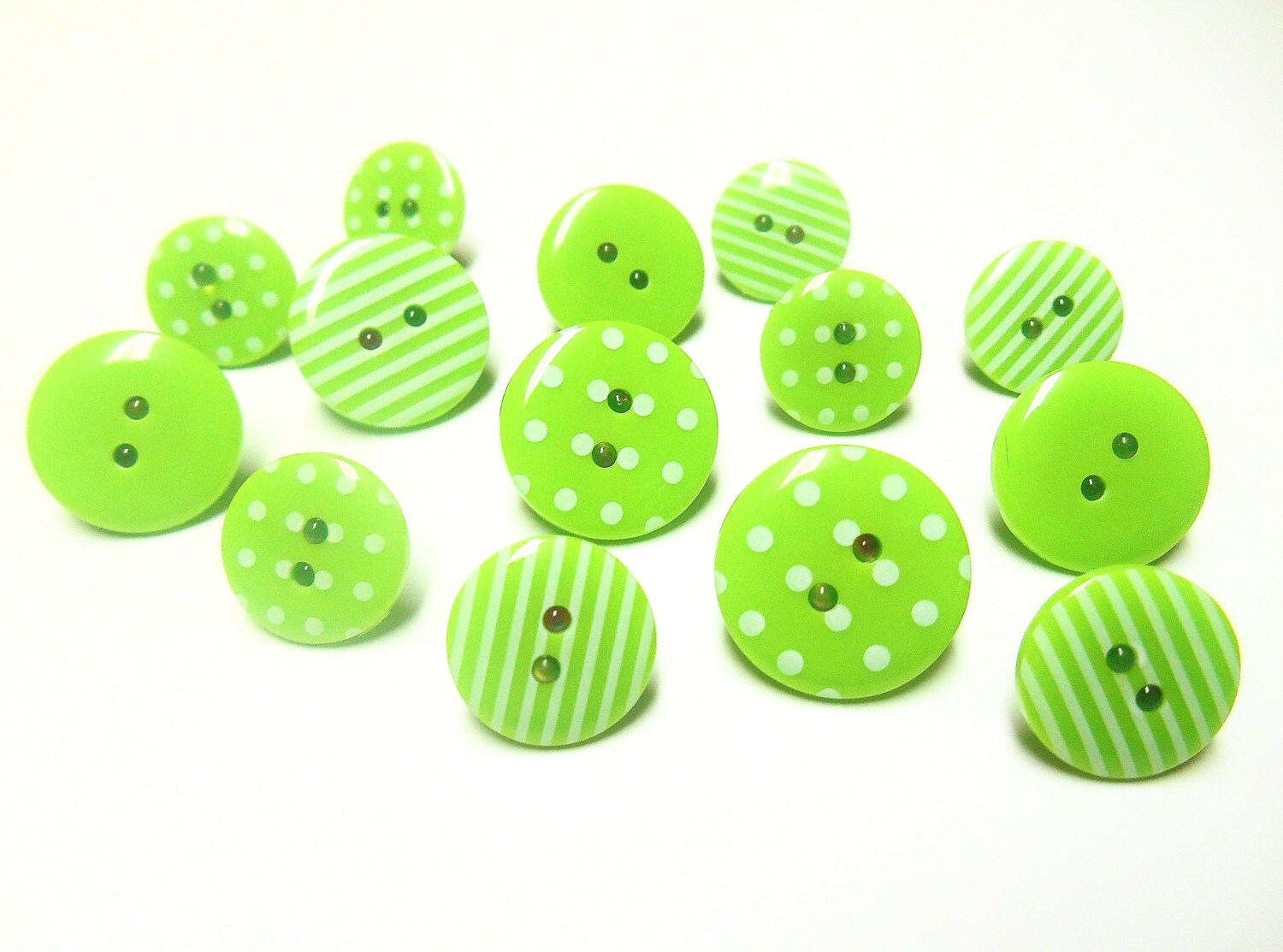 Decorative Thumbtacks Lime Green Polka Dots by TreasuredHearts