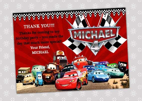 disney cars thank you cards