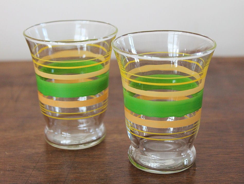 Pair of small juice glasses with hand painted by TheLadenBranch