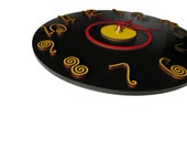 Modern wall clock, Wall clock Kids room, red, black, yellow, round large wall clock, Home, Office, Kitchen, Wall art